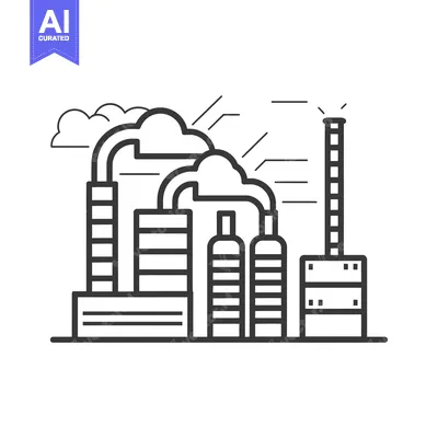 Aset premium populer: Industrial Factory with Smoke and Tall Chimney