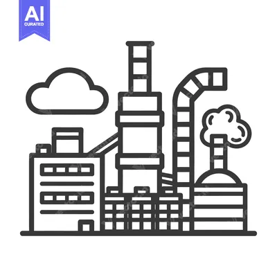 Premium design asset: Industrial factory with smoke stacks and clouds illustrating pollution