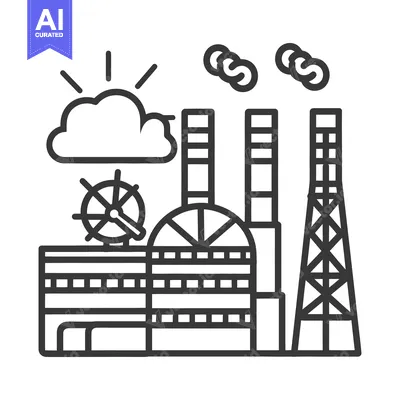 Aset premium populer: An Industrial Factory Building Emitting Smoke into the Atmosphere and