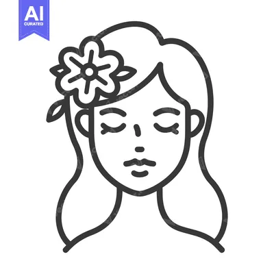 Aset premium populer: A woman with flowing hair and a floral headpiece is depicted