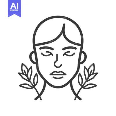Popular premium asset: A simple black and white illustration of a serene human face
