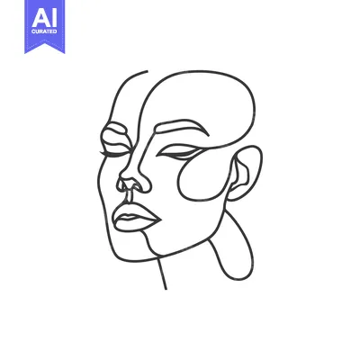 Aset desain premium: A simple line drawing depicting a female face in profile
