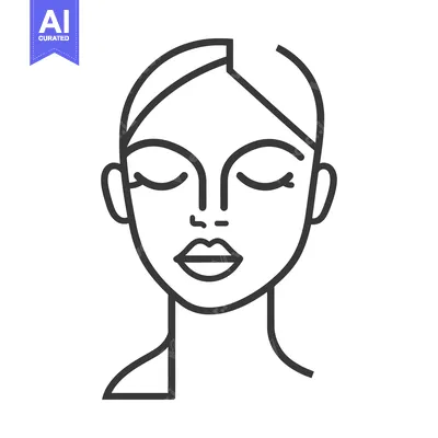 Popular premium asset: A minimalist line drawing of a serene female face