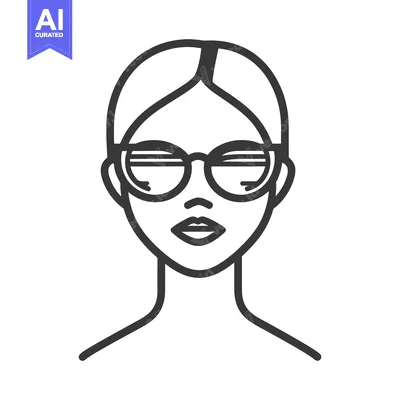 Aset desain premium: A simple illustration depicting a woman wearing stylish spectacles and