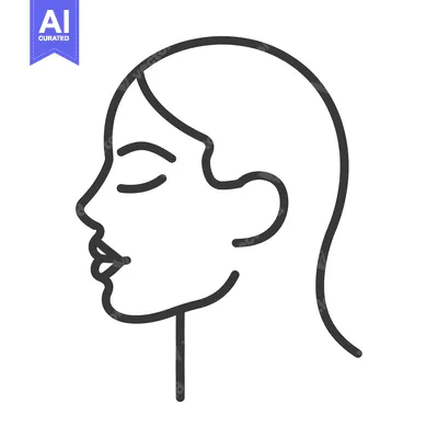 Premium design asset: The minimalist outline drawing of a woman in profile with closed eyes