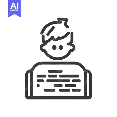 Aset premium populer: A simple black line drawing depicting a person holding a book