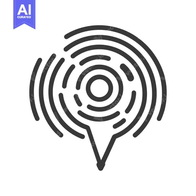 An abstract illustration featuring a location pin and concentric circl
