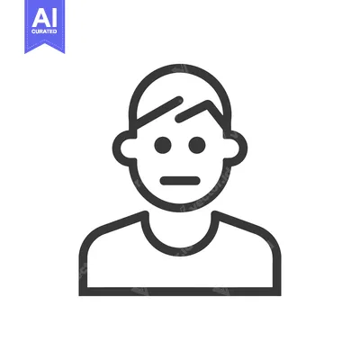 Aset premium populer: A simple line art depiction of a human person face