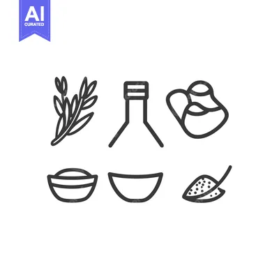 Aset premium populer: Icons Representing Cooking Ingredients and Utensils in Simple Form