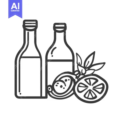 Aset desain premium: Two Bottles Displayed Alongside Citrus Fruits and Leaves