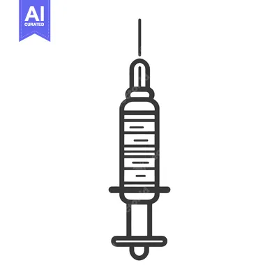 A line drawing depicts a medical syringe for injecting medication