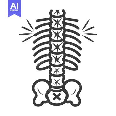 Aset premium populer: A stylized skeletal torso shows pain and issues depicted