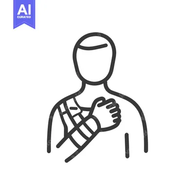 Premium design asset: A person with a shoulder injury wears an arm sling
