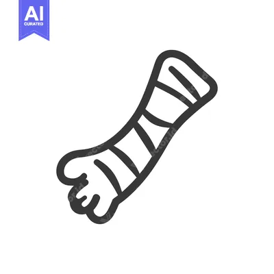 Aset desain premium: An illustrated arm with a wrapped cast for injury recovery