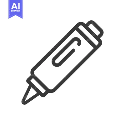 Aset desain premium: Minimalist Crayon Icon: Bold Outline on White Background, Simple Desig