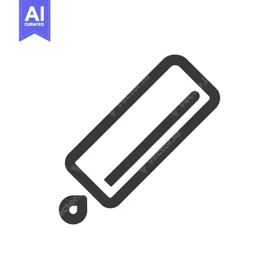 Aset premium populer: Minimalist Icon of a Tube with a Dripping Liquid, Dark Gray on White