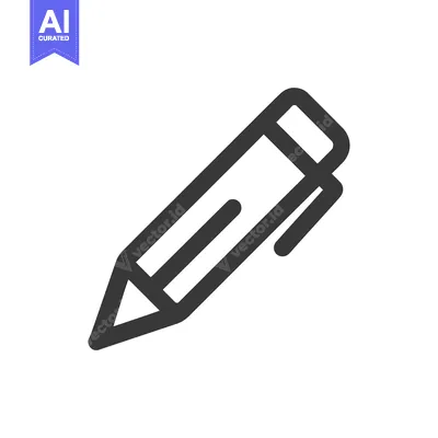 Premium design asset: Bold Outline Icon: Sleek Gray Pencil on White Background