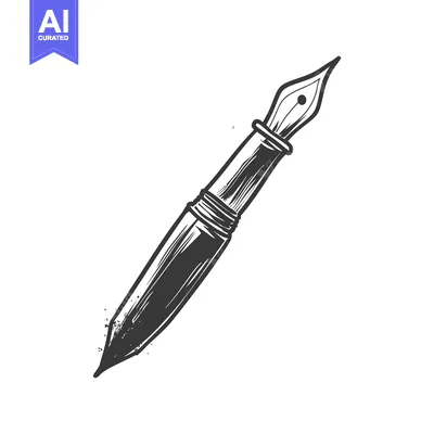 Aset desain premium: A vintage illustration of a writing pen isolated on white background