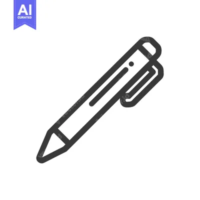 Premium design asset: Minimalist Pen Icon: Bold Outline on White Background, Writing Tool Sy