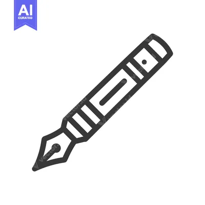 Aset premium populer: Elegant Fountain Pen Icon: Classic Writing Tool Symbol, Minimalist Des
