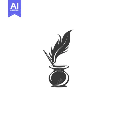 Aset premium populer: Inkwell with Quill Pen and Feather