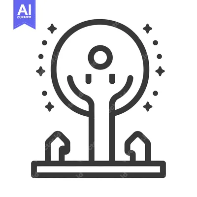 Aset desain premium: An artistic illustration depicting a stylized tree with surrounding st