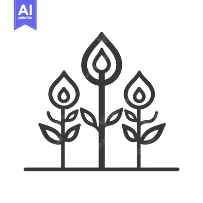 Aset desain premium: Simple black and white illustration of stylized floral elements