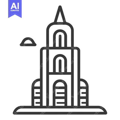 An abstract illustration of a tall architectural structure with arches