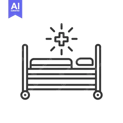 Premium design asset: Hospital Bed Icon with Medical Cross Symbol, Healthcare Illustration