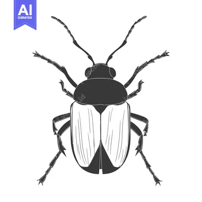 Aset desain premium: A detailed illustration of an insect beetle on a white background