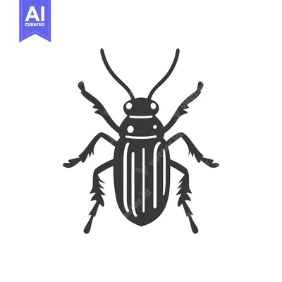Premium design asset: A stylized illustration of a dark insect on a white background