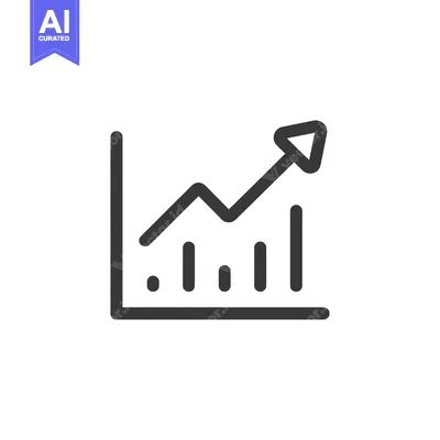 Aset premium populer: Ascending Graph Icon: Upward Trend with Arrow, Minimalist Design on Wh