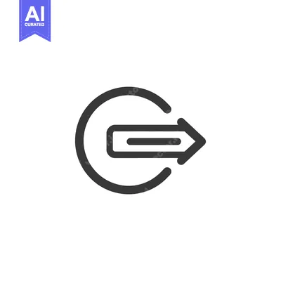 Aset desain premium: Circular Arrow Icon: Simple Exit or Enter Symbol in Black Outline