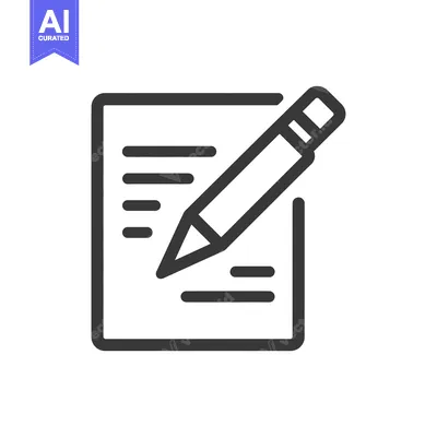 Aset premium populer: Writing Icon: Pencil on Paper Document with Text Lines, Outline Style