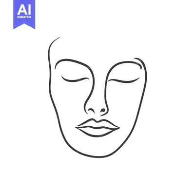 Popular premium asset: A simple line drawing of a female face with closed eyes