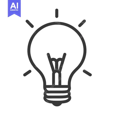Premium design asset: A simplified line drawing of an incandescent light bulb