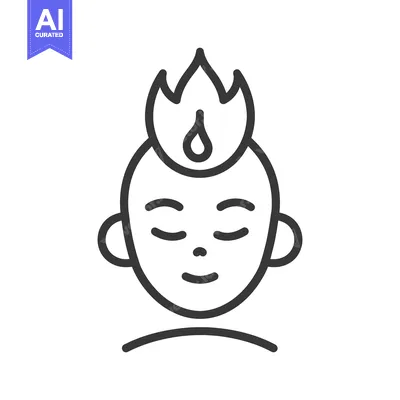 Aset desain premium: The icon depicts a person with a flame atop their head