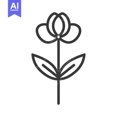 Aset premium populer: Simple Outline Drawing Depicting A Single Plant And Its Flower