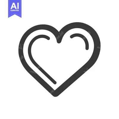 Aset desain premium: A simple graphic image of a heart in grayscale color