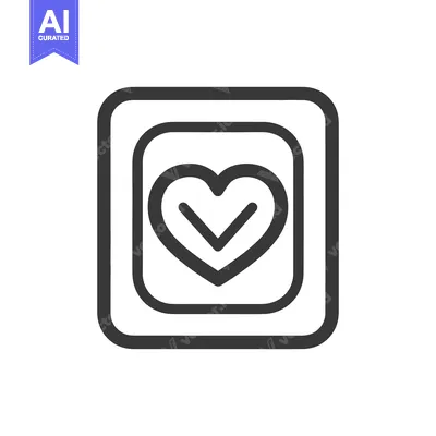 Popular premium asset: An outlined heart symbol contained within a square frame shape