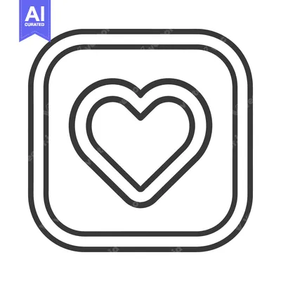 Simple black and white heart symbol within a rounded square
