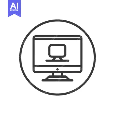 Premium design asset: Minimalist Computer Icon: Circular Frame, Clean Line Art, Modern Desig