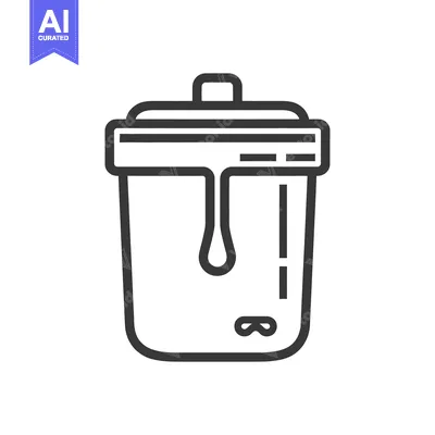 Aset premium populer: Minimalist Paint Bucket Icon with Dripping Paint and Handle Detail