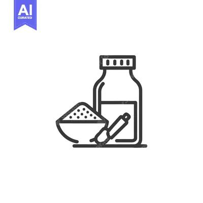 Aset premium populer: Minimalist Icon: Bottle, Bowl with Powder, and Brush for Cosmetic or M
