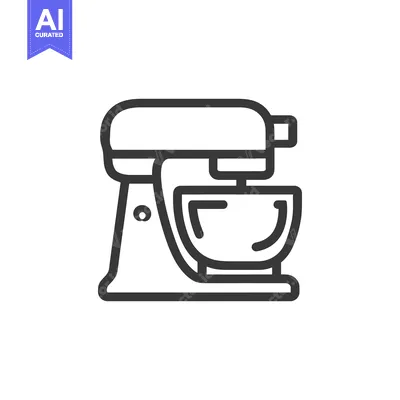 Aset desain premium: Minimalist Stand Mixer Icon: Clean Line Art for Baking Concepts