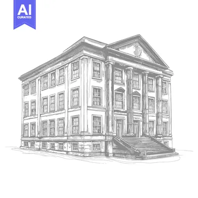 Classic Building Architectural Sketch Design Drawing