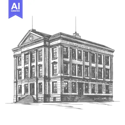 Premium design asset: Elegant Classical Building Architectural Sketch Drawing