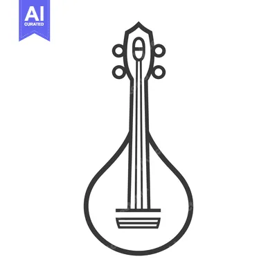 A simple black and white illustration of a stringed musical instrument