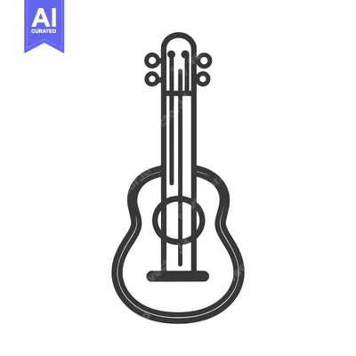 Aset desain premium: A Simple Minimalist Illustration Depicting A Small Stringed Instrument
