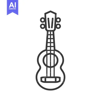 Aset desain premium: A simple illustration of a ukulele against a white backdrop